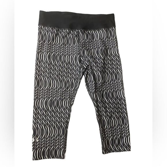 Under Armour Wms Sz Lrg Black White Geometric Swirl Compression Workout Leggings - Picture 2 of 4